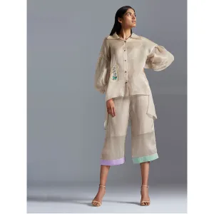 A Humming Way Blue Grey Cullotes With Up Down Shirt