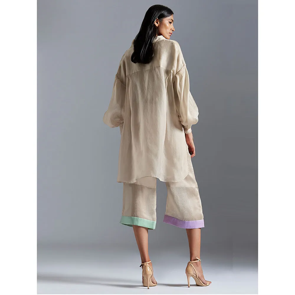 A Humming Way Blue Grey Cullotes With Up Down Shirt