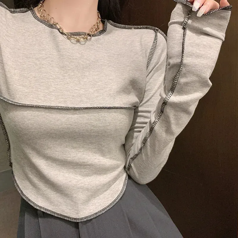 All-match Skinny O-neck Long Sleeve Tee