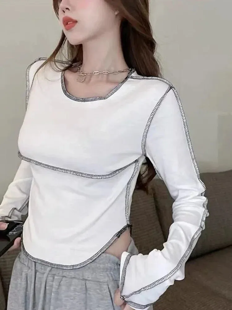 All-match Skinny O-neck Long Sleeve Tee
