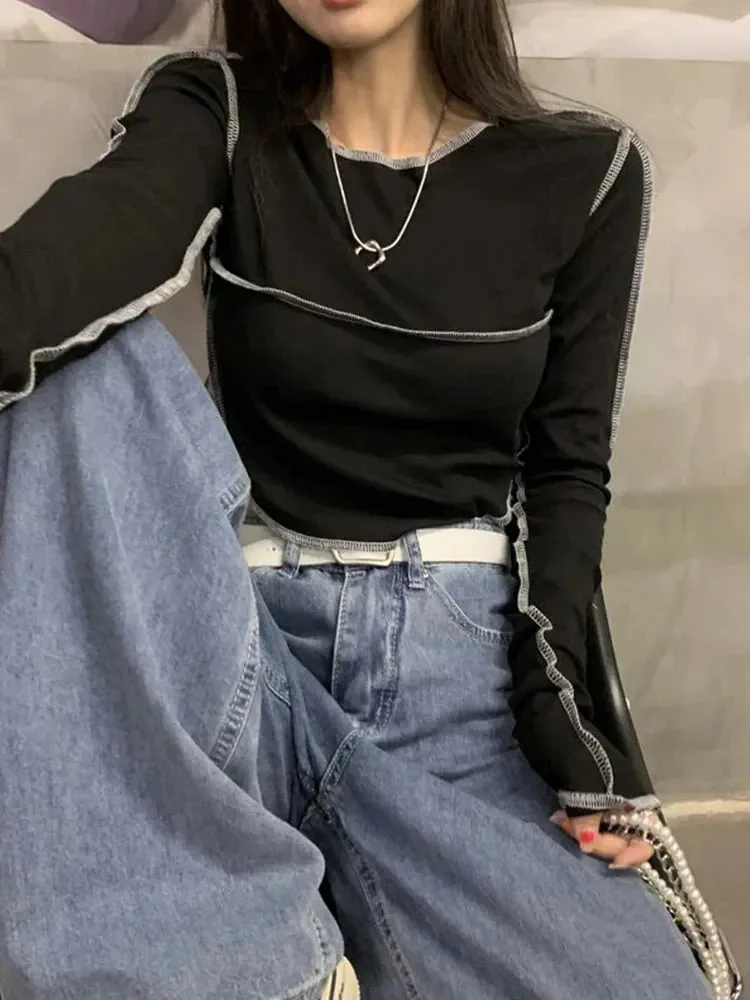All-match Skinny O-neck Long Sleeve Tee
