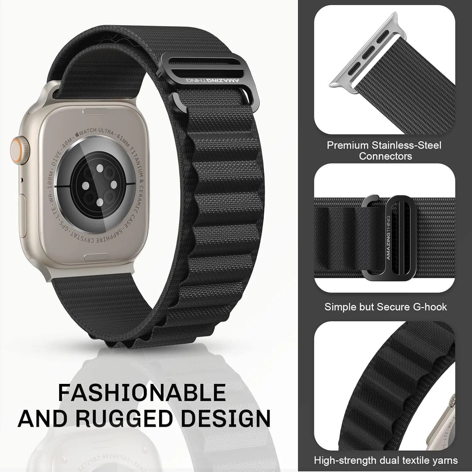 AmazingThing Titan Sports Strap for Apple Watch Ultra - Black