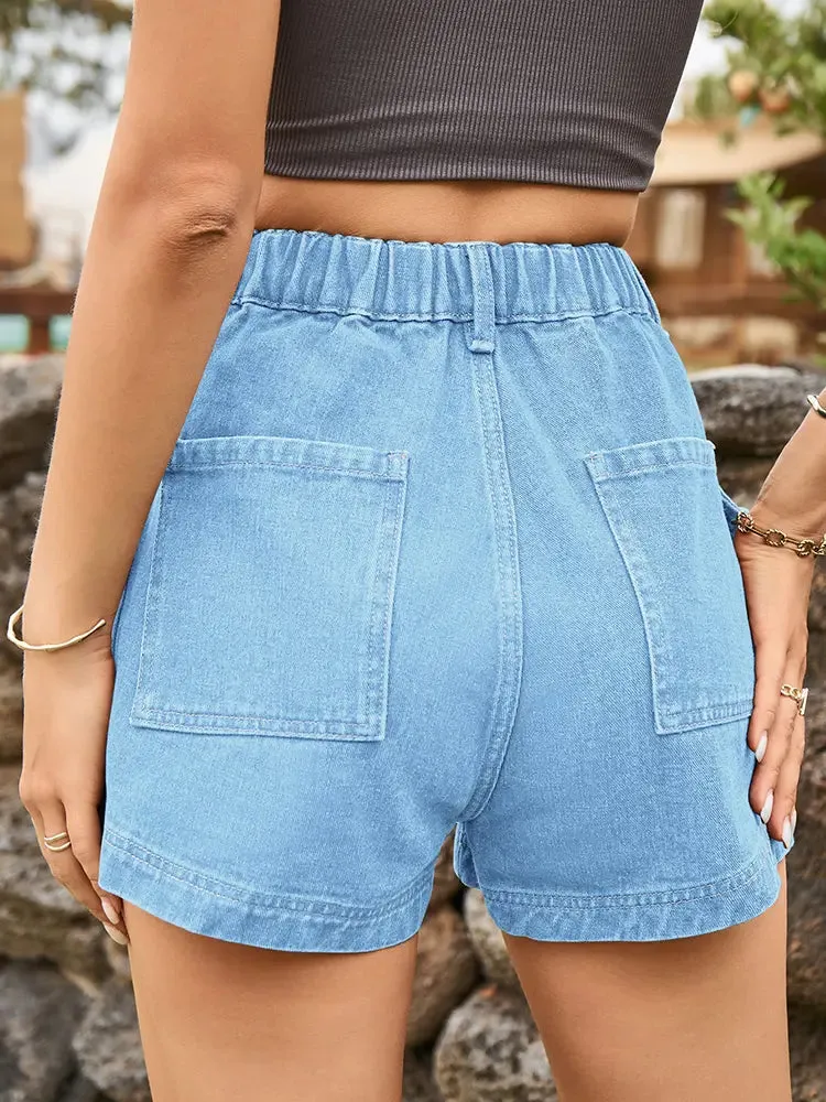 American-Style Denim Cargo Shorts