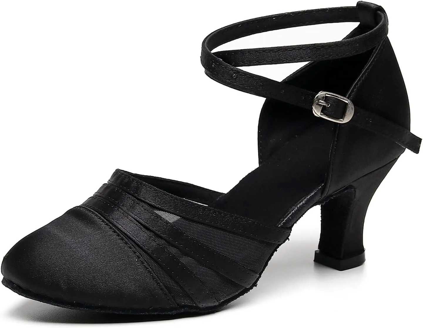 AOQUNFS Women's Ballroom Dance Shoes Satin Closed Toe Latin Salsa Performance Dance Shoes