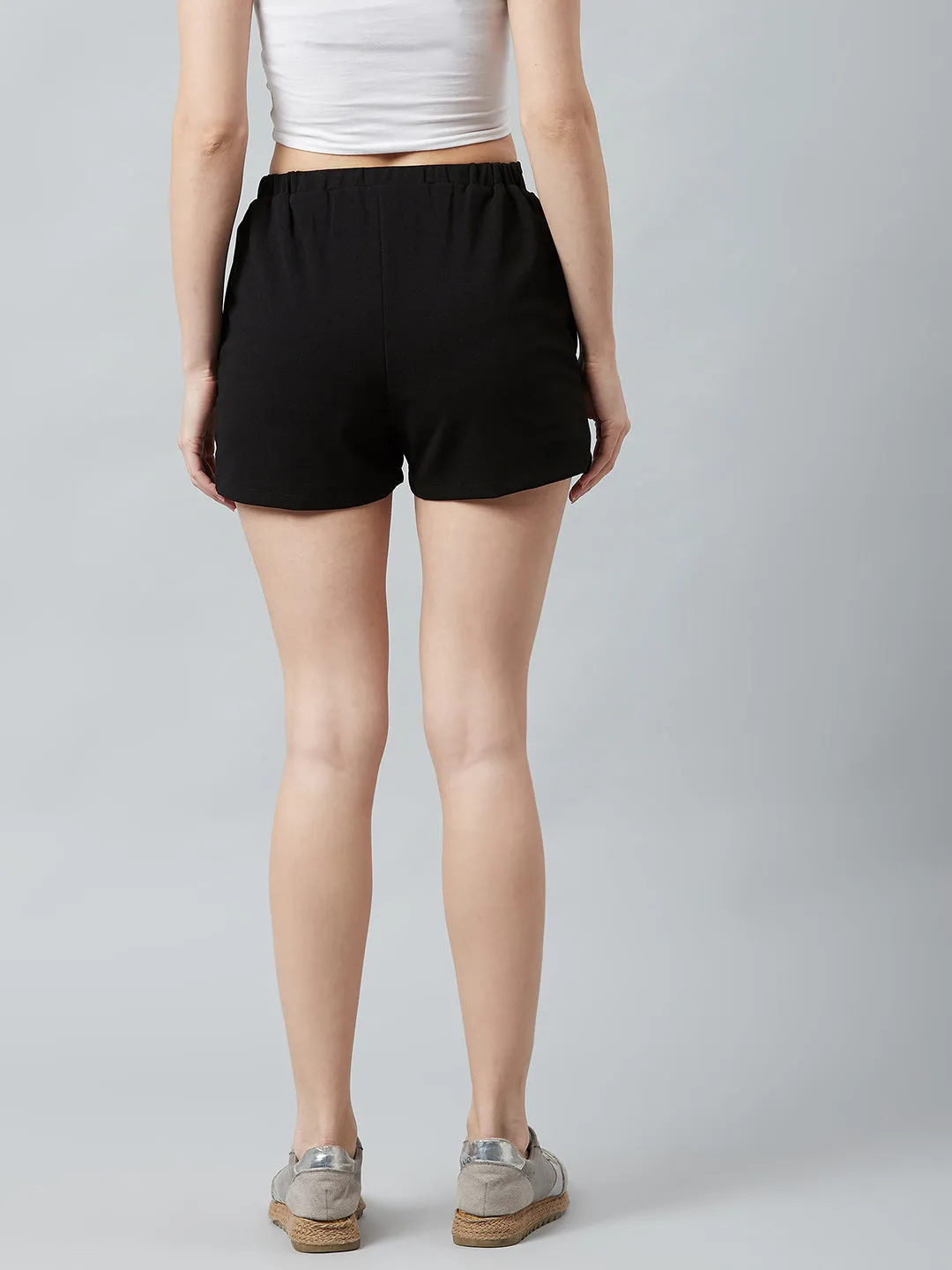 Athena Women Black Solid Regular Fit Shorts
