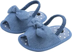 Baby Ballerina Sandals with Bowknot Infant Girls Summer Flat Platform First Walking Slipper Non-Slip Dress Shoes