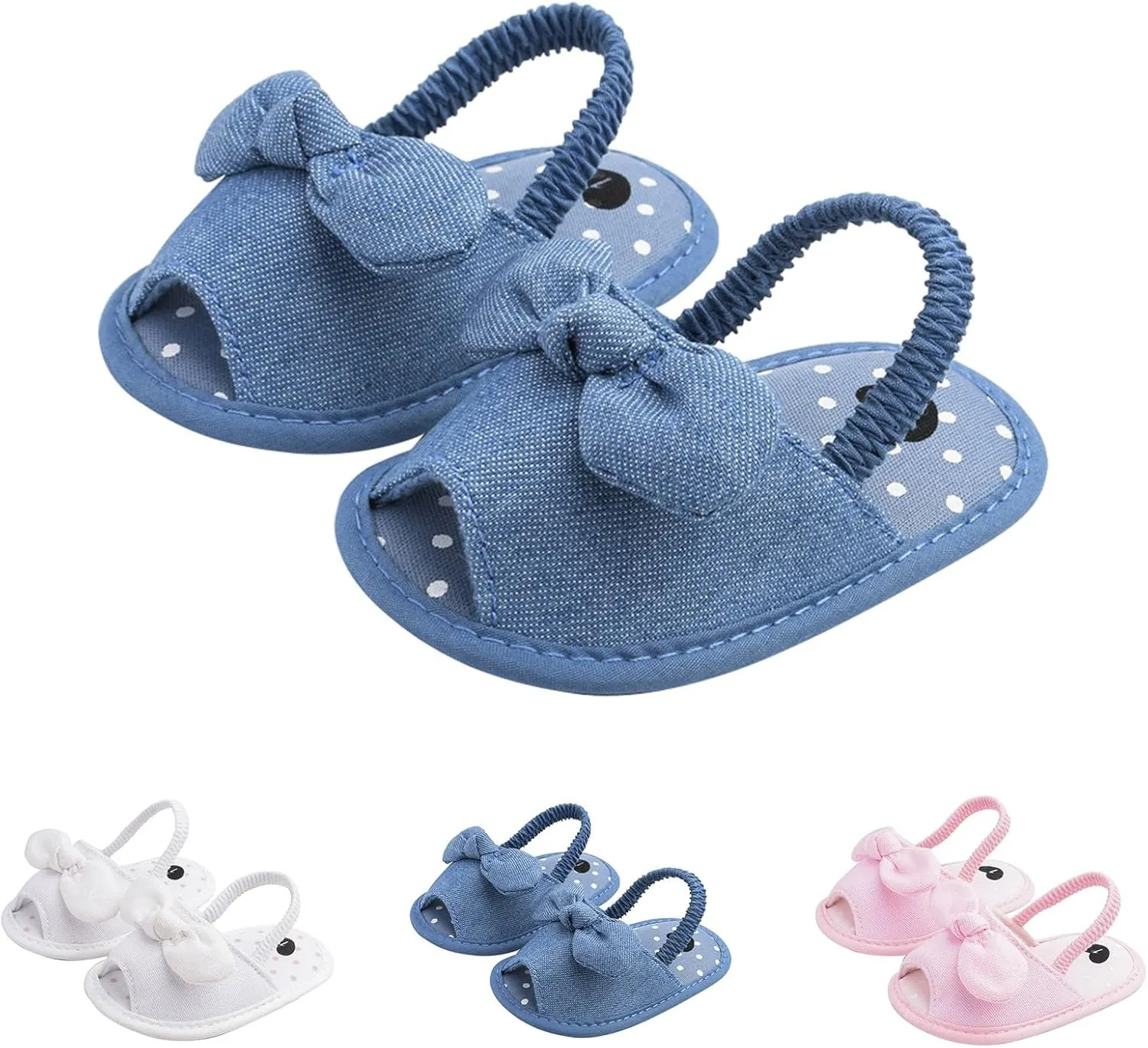 Baby Ballerina Sandals with Bowknot Infant Girls Summer Flat Platform First Walking Slipper Non-Slip Dress Shoes