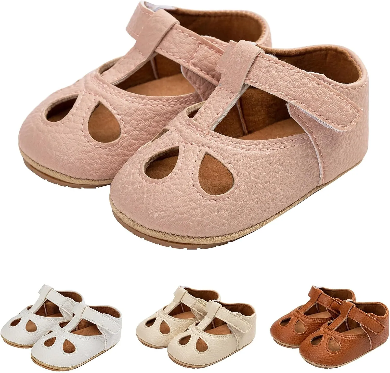 Baby Girls Mary Jane Flats Shoes Infant Hollowed Non-Slip Soft Sole Sandals Toddler First Walkers Outdoor Sneakers