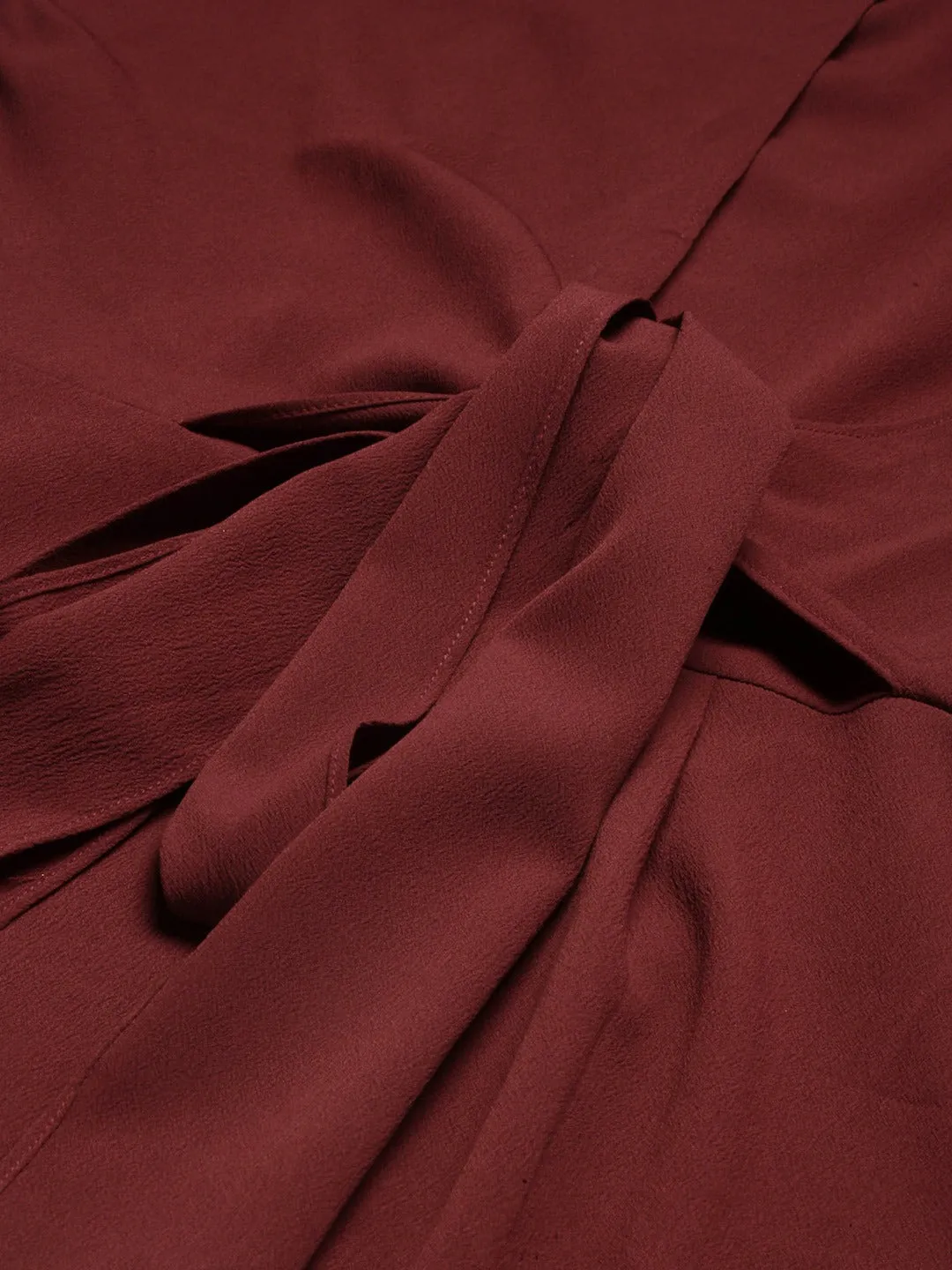 Berrylush Women Solid Maroon One Shoulder Mini Dress
