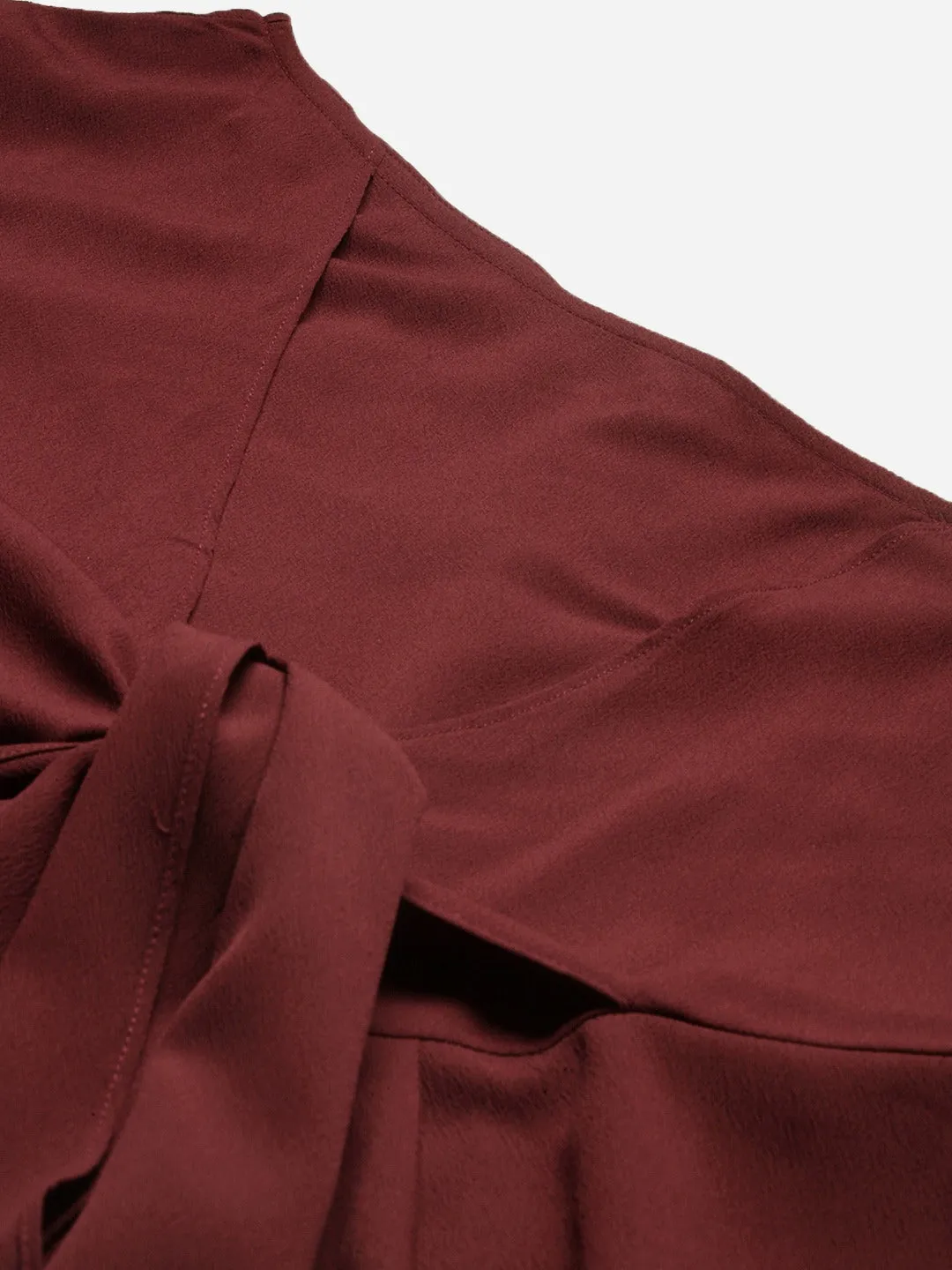 Berrylush Women Solid Maroon One Shoulder Mini Dress