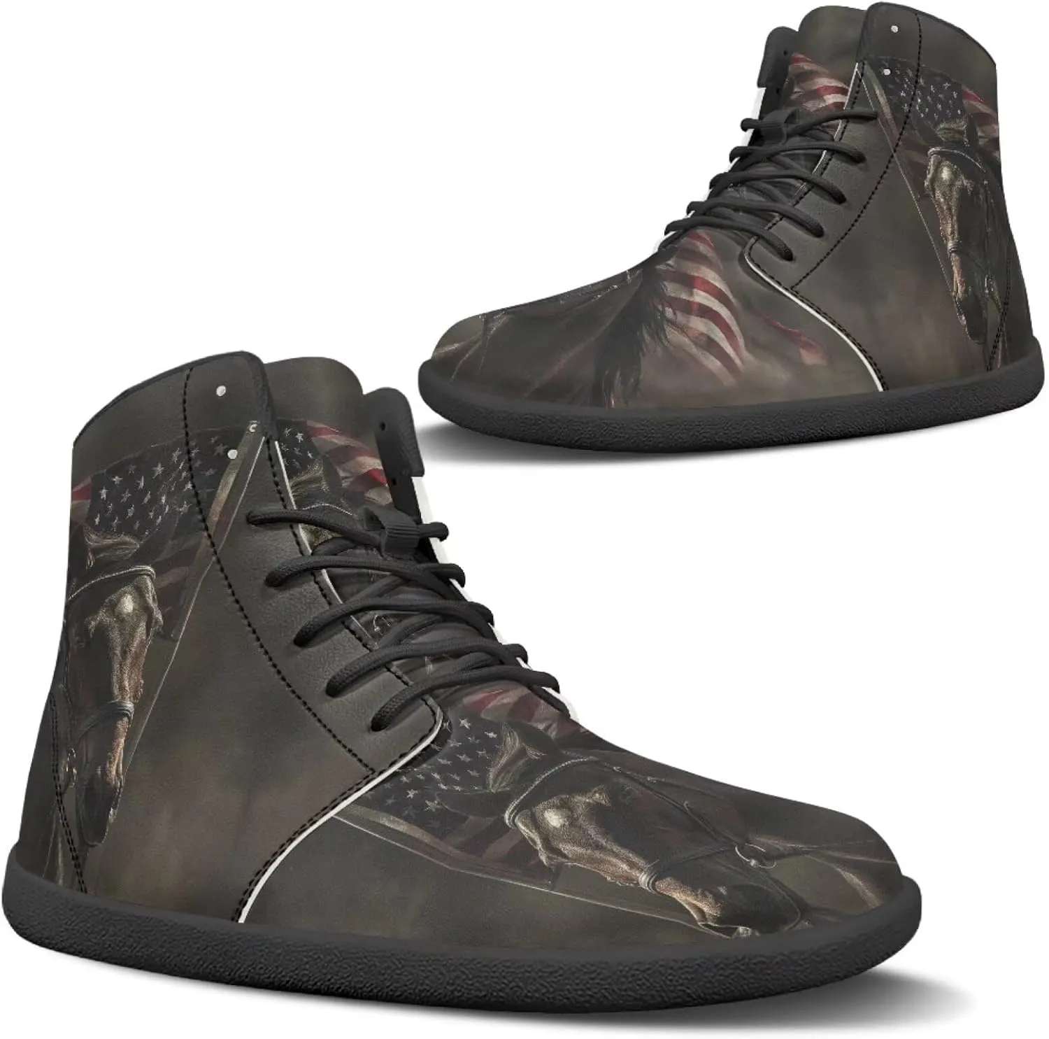 Binienty Mens Wide Width Barefoot Sneakers Classic Fashion High Tops Laces Tennis Walking Shoes Anti Slip