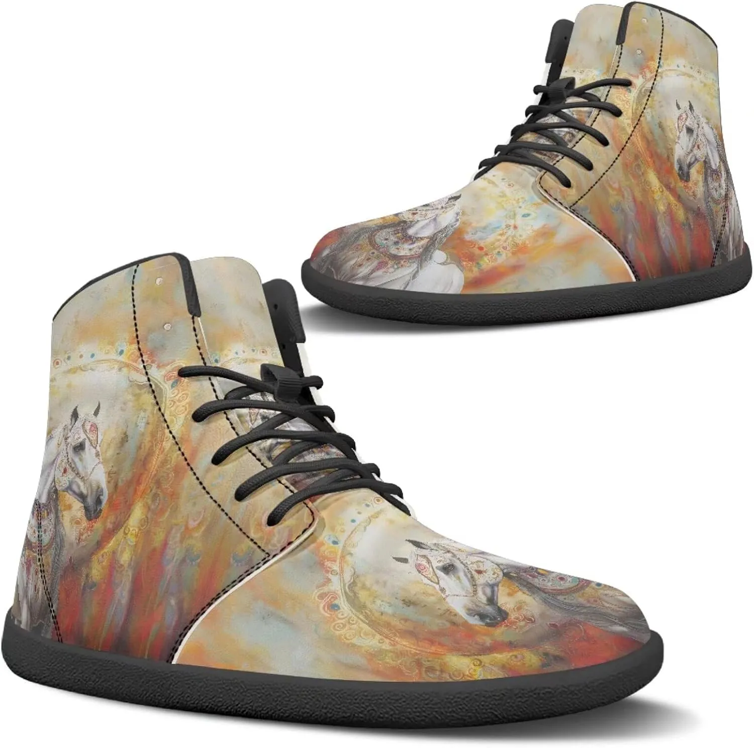 Binienty Mens Wide Width Barefoot Sneakers Classic Fashion High Tops Laces Tennis Walking Shoes Anti Slip