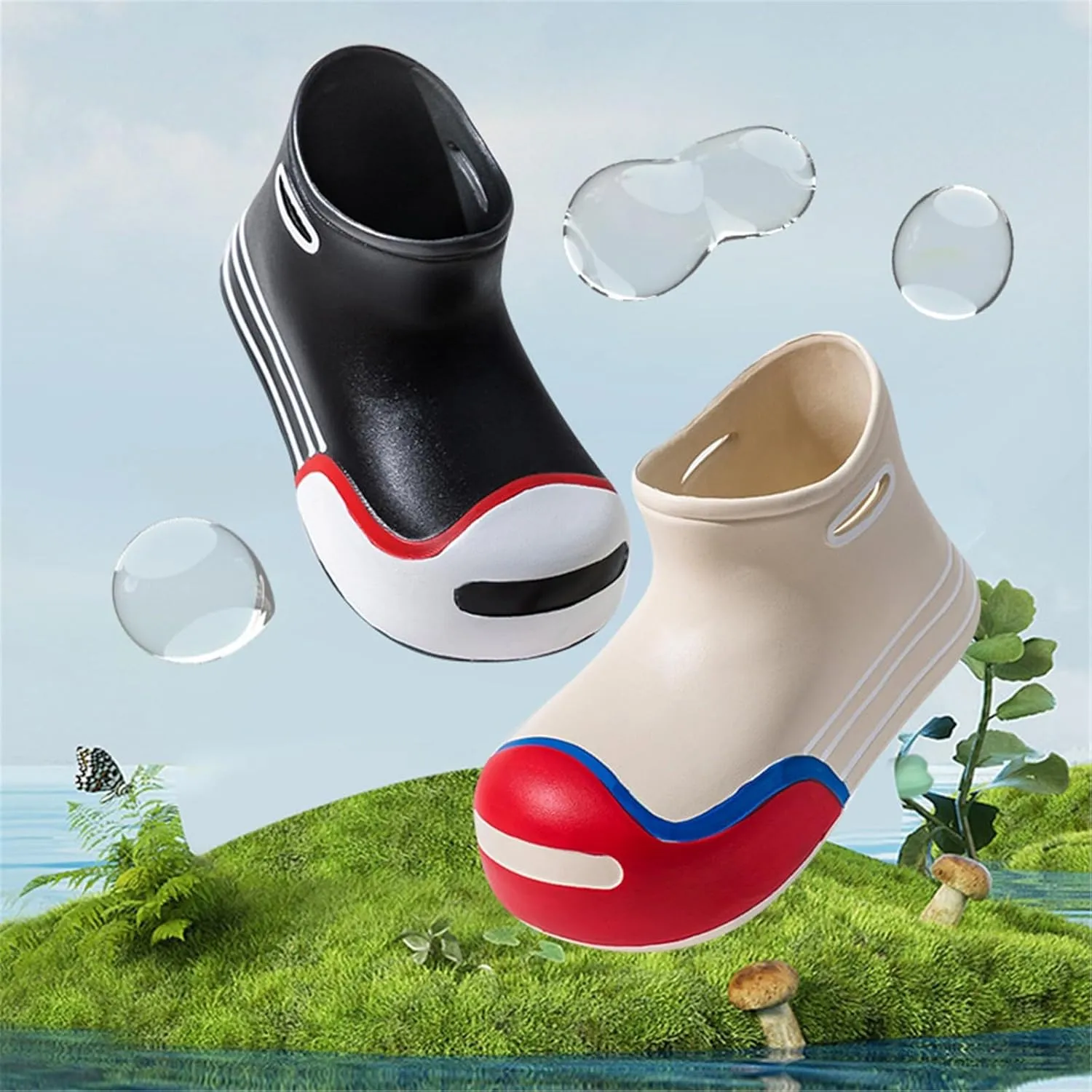 Boys Girls Soft Cute Rain Boots Big Kids Children Rain Boots Portable Comfortable Anti Slip Rainy Day Simple Boots