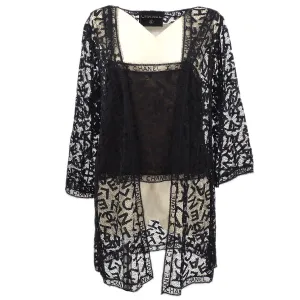 Chanel 1998 Fall logo-lettering lace top and cardigan set #38
