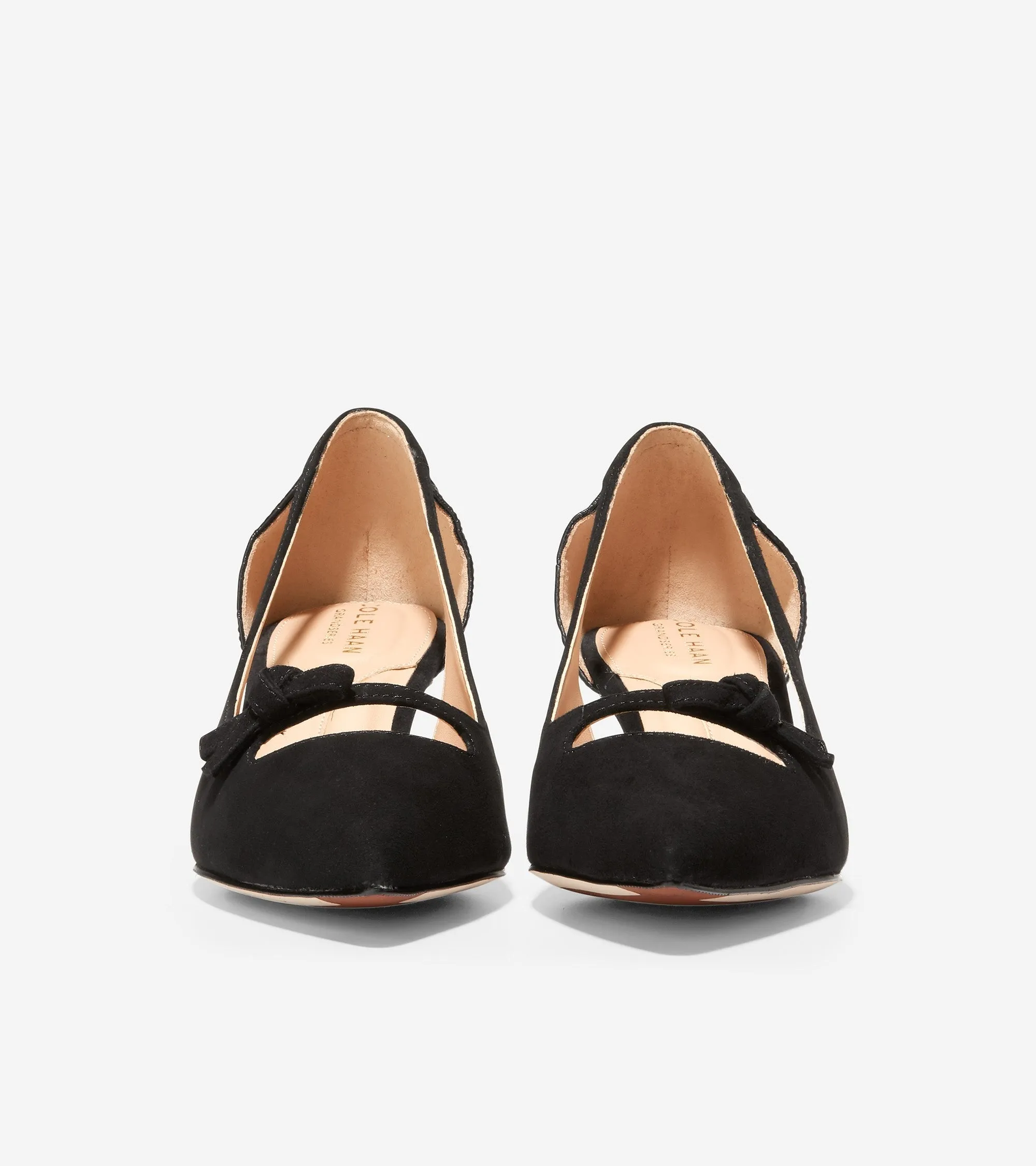 Cole Haan Modern Classics Bree Black Suede Kitten Heeled Pointed Toe Dress Pumps