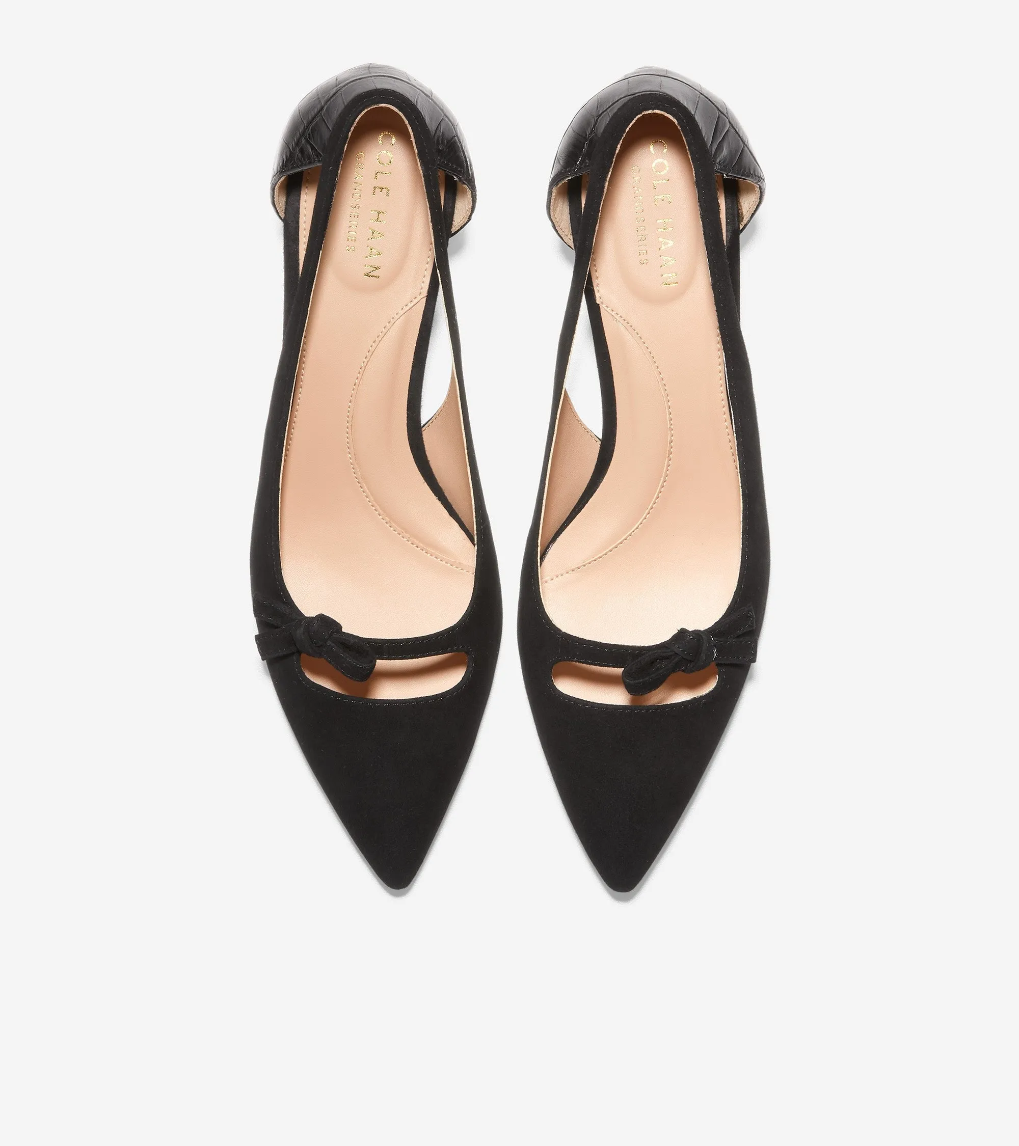 Cole Haan Modern Classics Bree Black Suede Kitten Heeled Pointed Toe Dress Pumps