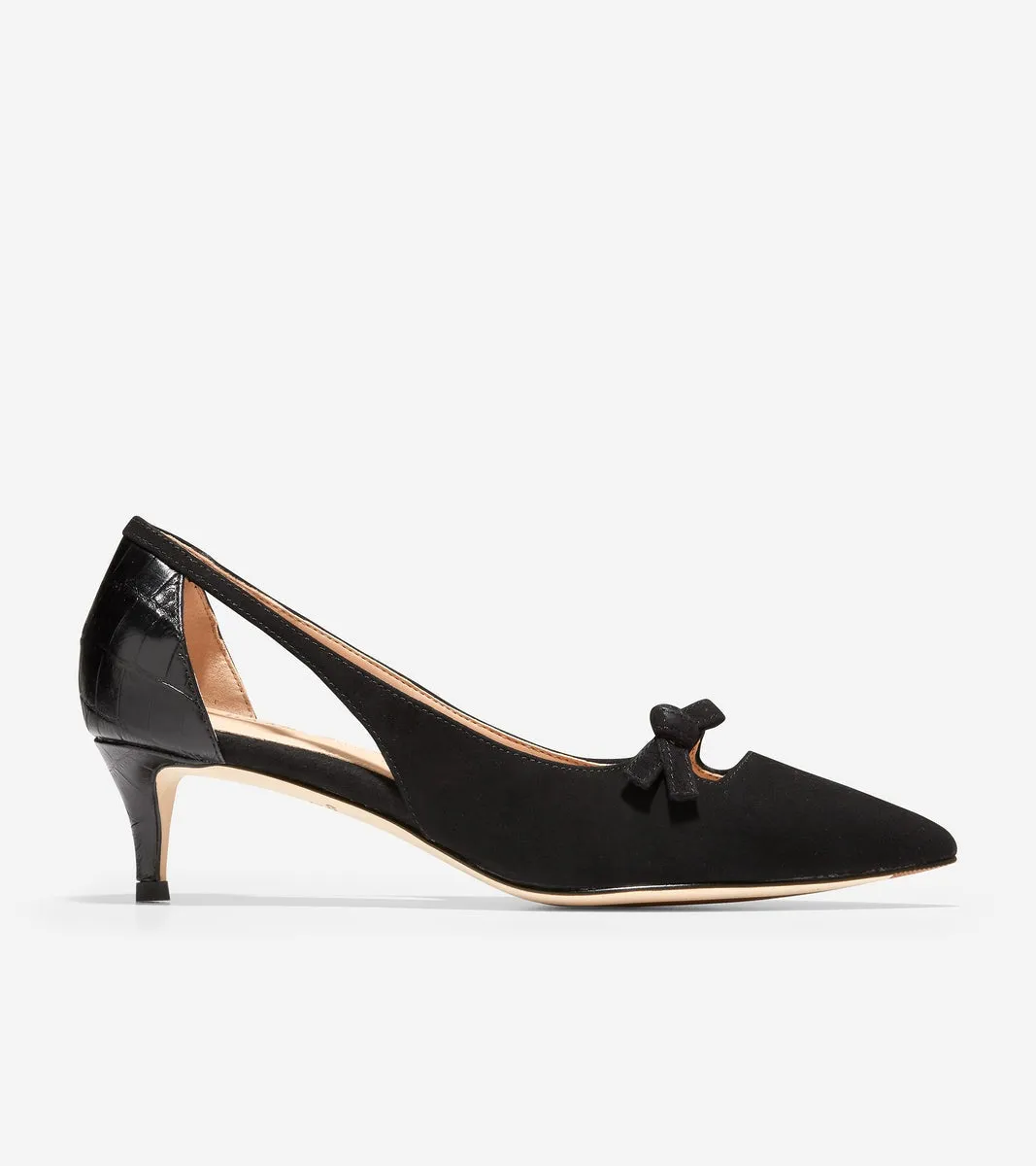 Cole Haan Modern Classics Bree Black Suede Kitten Heeled Pointed Toe Dress Pumps