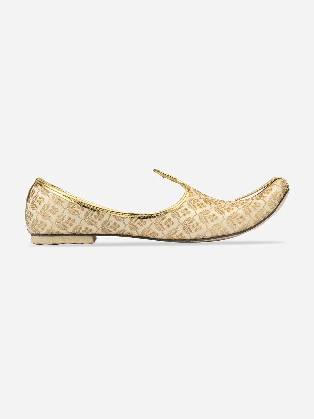 DESI COLOUR Men Gold-Toned Woven Design Espadrilles
