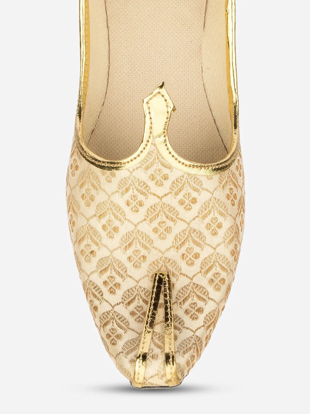 DESI COLOUR Men Gold-Toned Woven Design Espadrilles