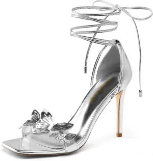 DREAM PAIRS Lace Up High Heels Stilletos Gladiator Open Square Toe Fashion Dressy Wedding Bridal Pumps Sandals