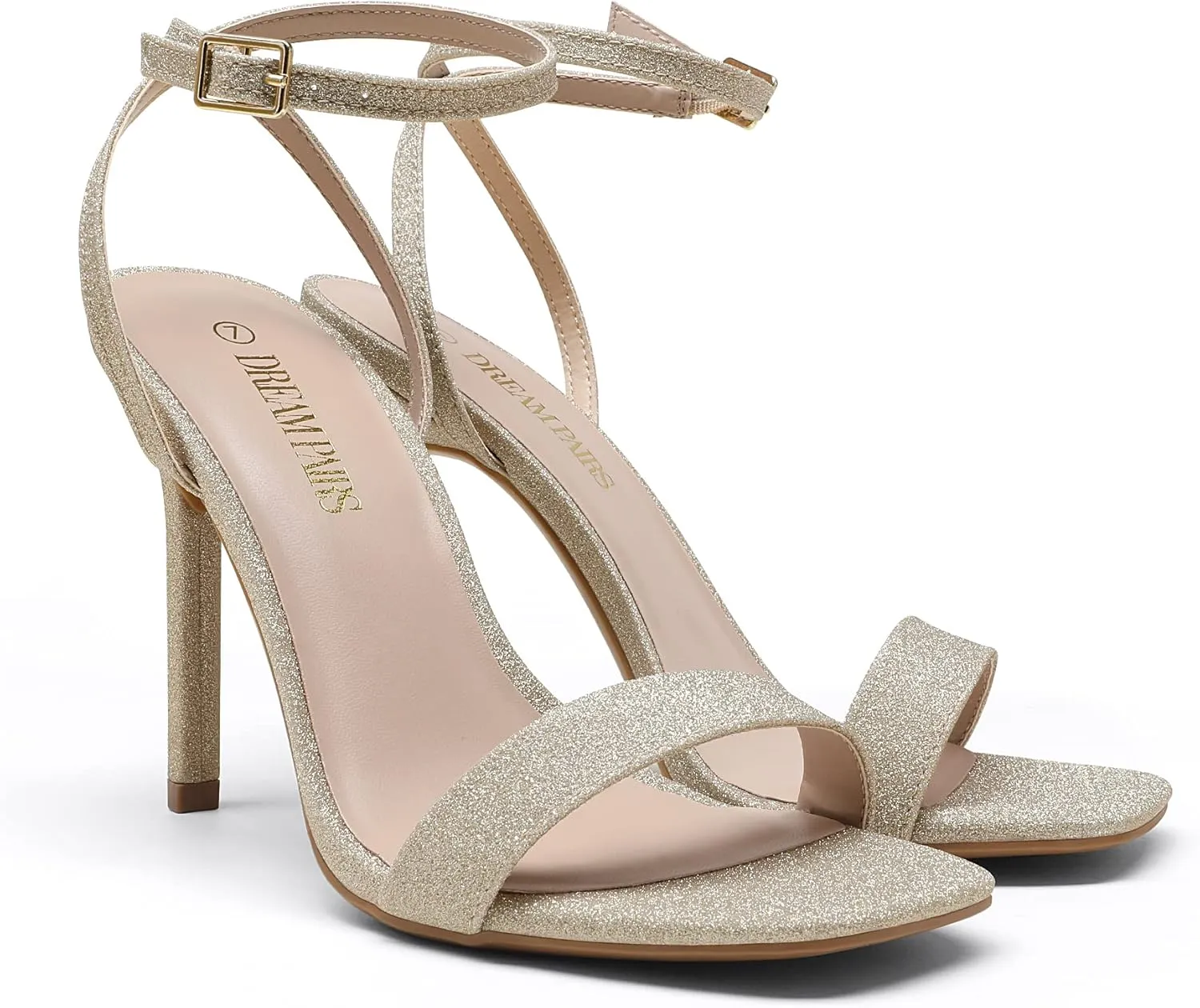 DREAM PAIRS Womens High Stilettos Open Square Toe Ankle Strap Heels Sexy Comfort Strappy Dress Shoes Wedding Bridal Pumps Sandals