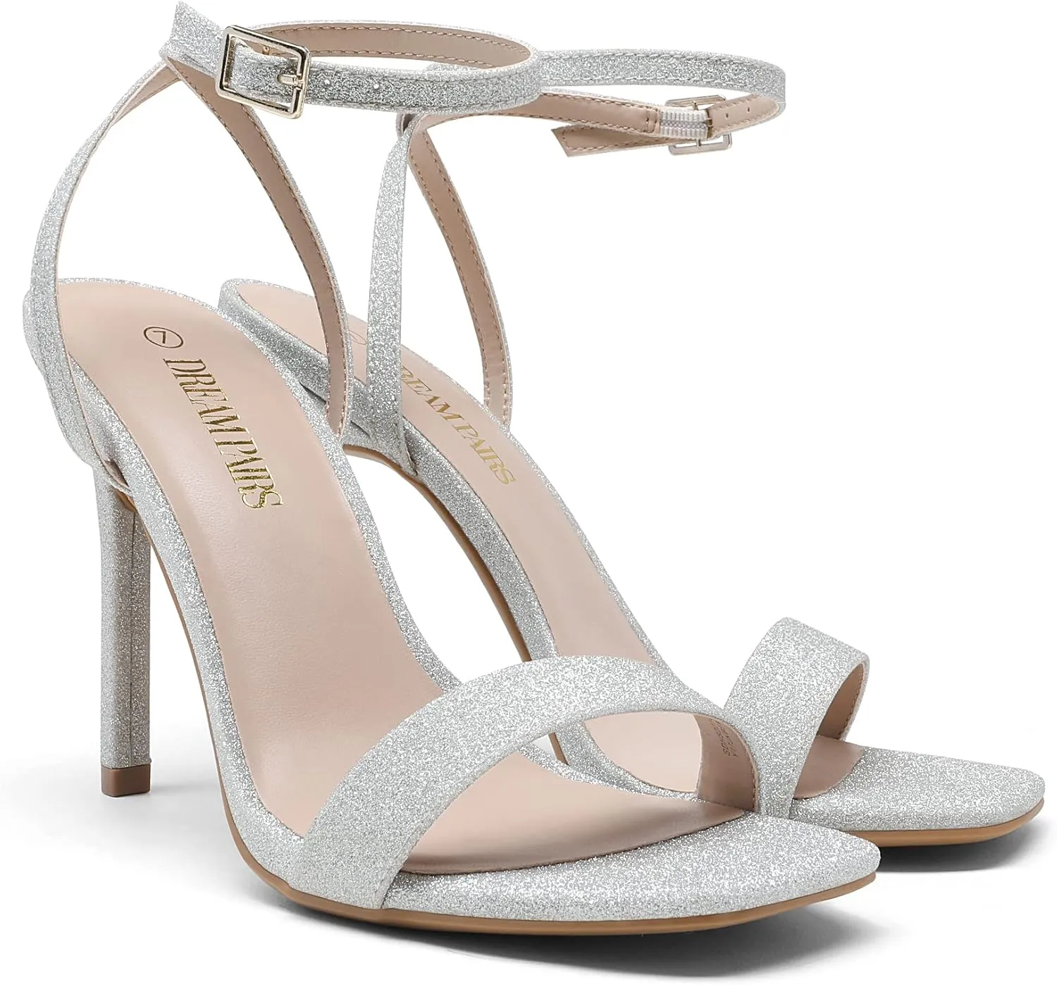 DREAM PAIRS Womens High Stilettos Open Square Toe Ankle Strap Heels Sexy Comfort Strappy Dress Shoes Wedding Bridal Pumps Sandals