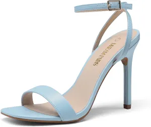 DREAM PAIRS Womens High Stilettos Open Square Toe Ankle Strap Heels Sexy Comfort Strappy Dress Shoes Wedding Bridal Pumps Sandals