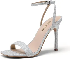 DREAM PAIRS Womens High Stilettos Open Square Toe Ankle Strap Heels Sexy Comfort Strappy Dress Shoes Wedding Bridal Pumps Sandals