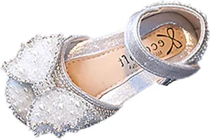 Fashion Spring and Summer Children Dance Shoes Girls Dress Performance Princess Shoes Pearl Sequin Bow Hook Loop Simple