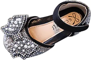 Fashion Spring and Summer Children Dance Shoes Girls Dress Performance Princess Shoes Pearl Sequin Bow Hook Loop Simple