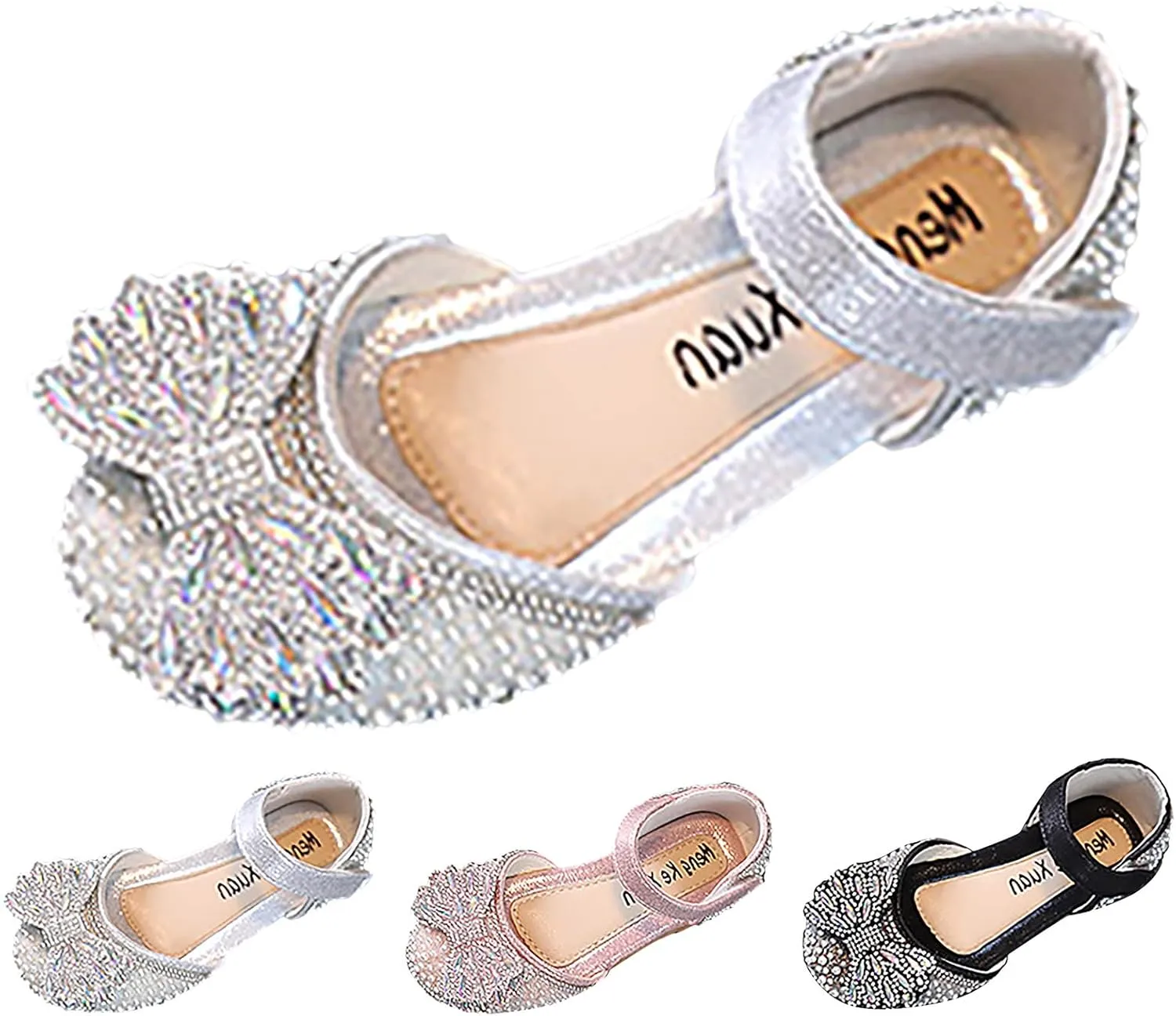 Fashion Spring and Summer Girls Dance Shoes Princess Dress Performance Shoes Pearl Rhinestone Bow Hook Simple