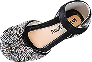 Fashion Spring and Summer Girls Dance Shoes Princess Dress Performance Shoes Pearl Rhinestone Bow Hook Simple