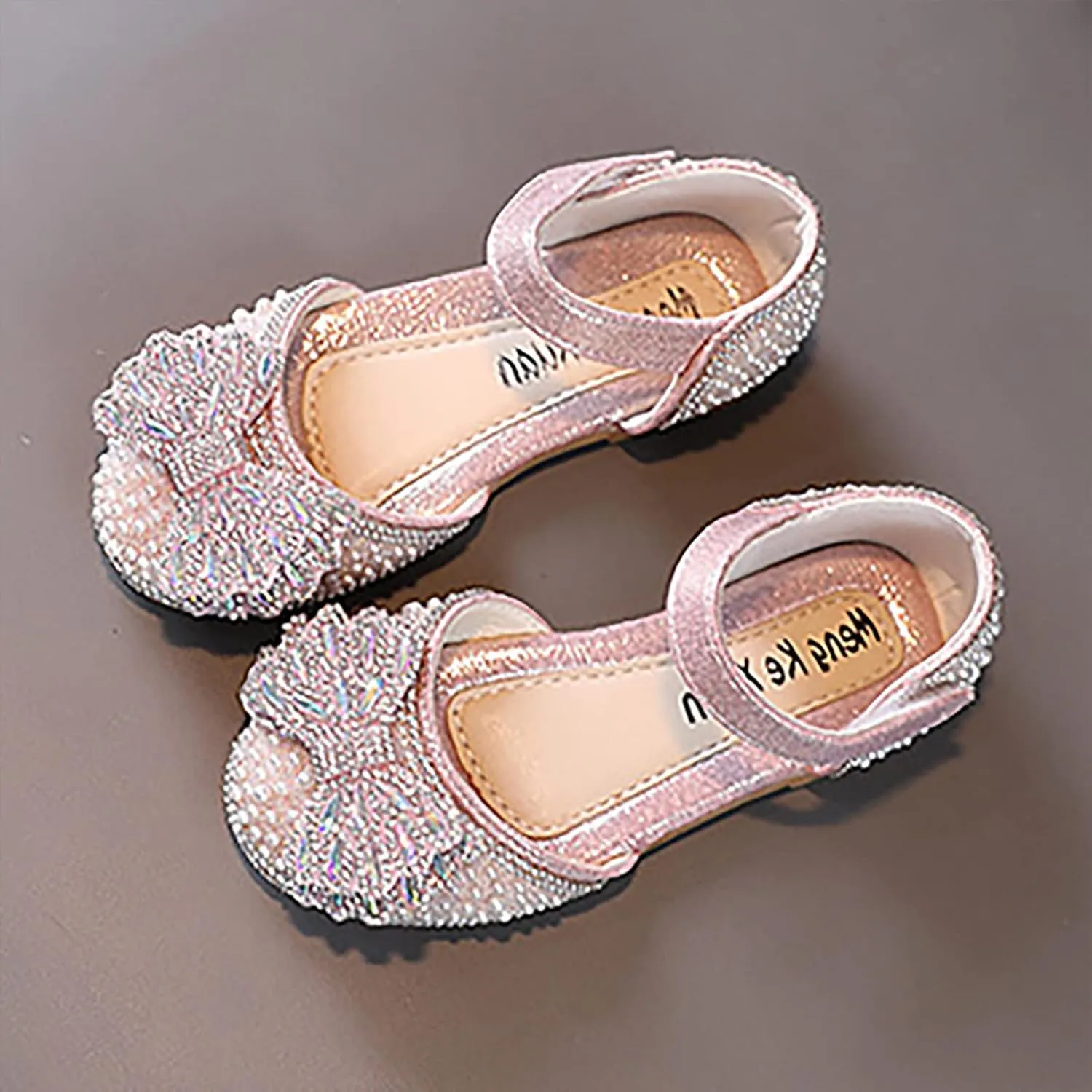 Fashion Spring and Summer Girls Dance Shoes Princess Dress Performance Shoes Pearl Rhinestone Bow Hook Simple