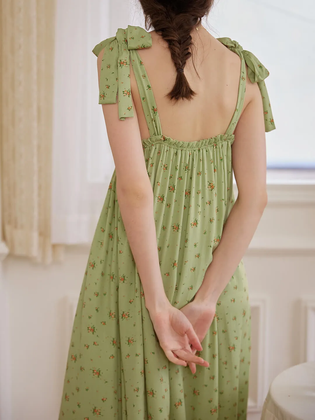 【Final Sale】 Rosalina Floral Green Slip Dress