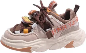 Girls and Toddler Chunky Sneakers Lace Up Vulcanize Fashion Girls Platform Thick Sole Outdoor Running Size 3 Baby Shoes