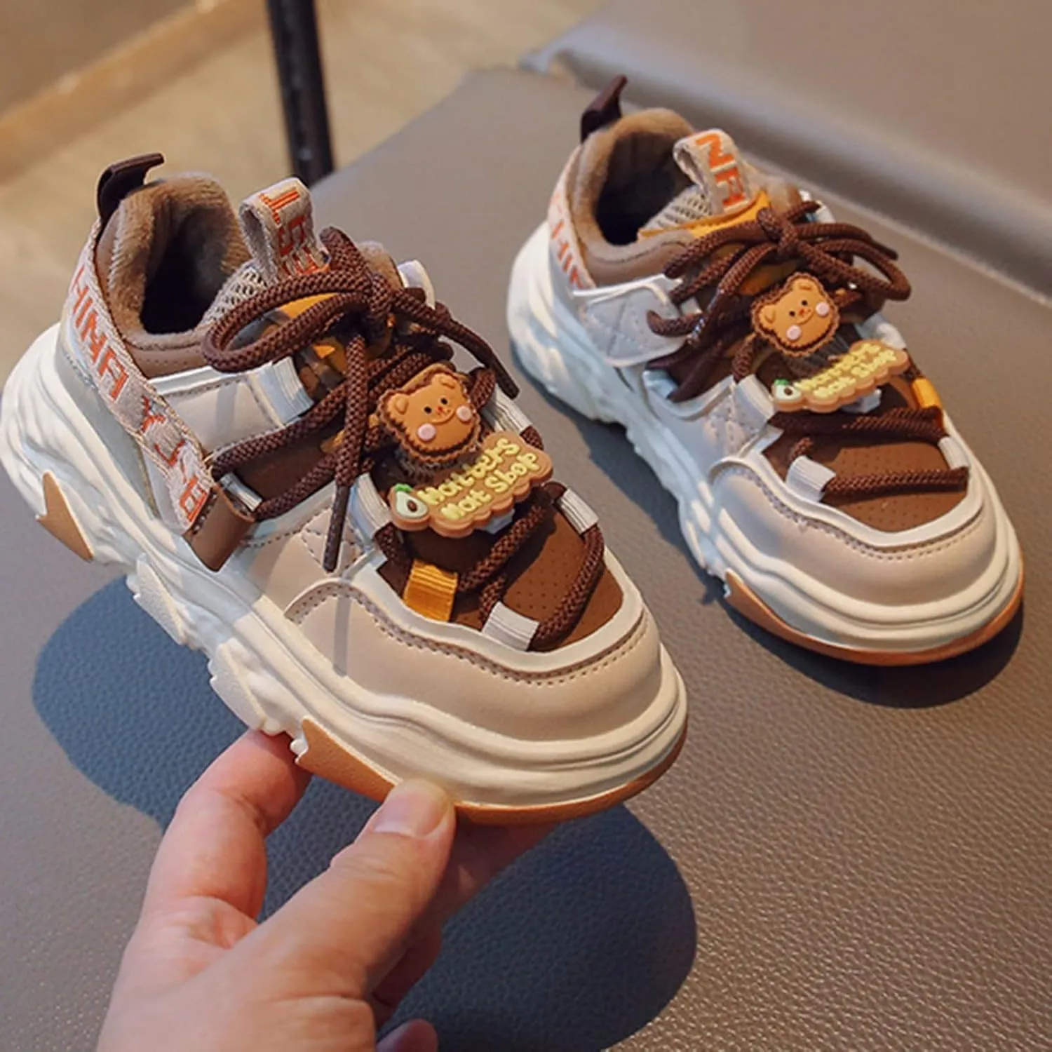 Girls and Toddler Chunky Sneakers Lace Up Vulcanize Fashion Girls Platform Thick Sole Outdoor Running Size 3 Baby Shoes