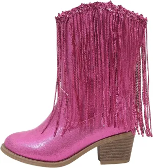 Girls Cowgirl Boots Mid Calf Square Toe Western Boot for Kids Glitter Cowboy Boots Toddler Girls Horse Riding Shoes