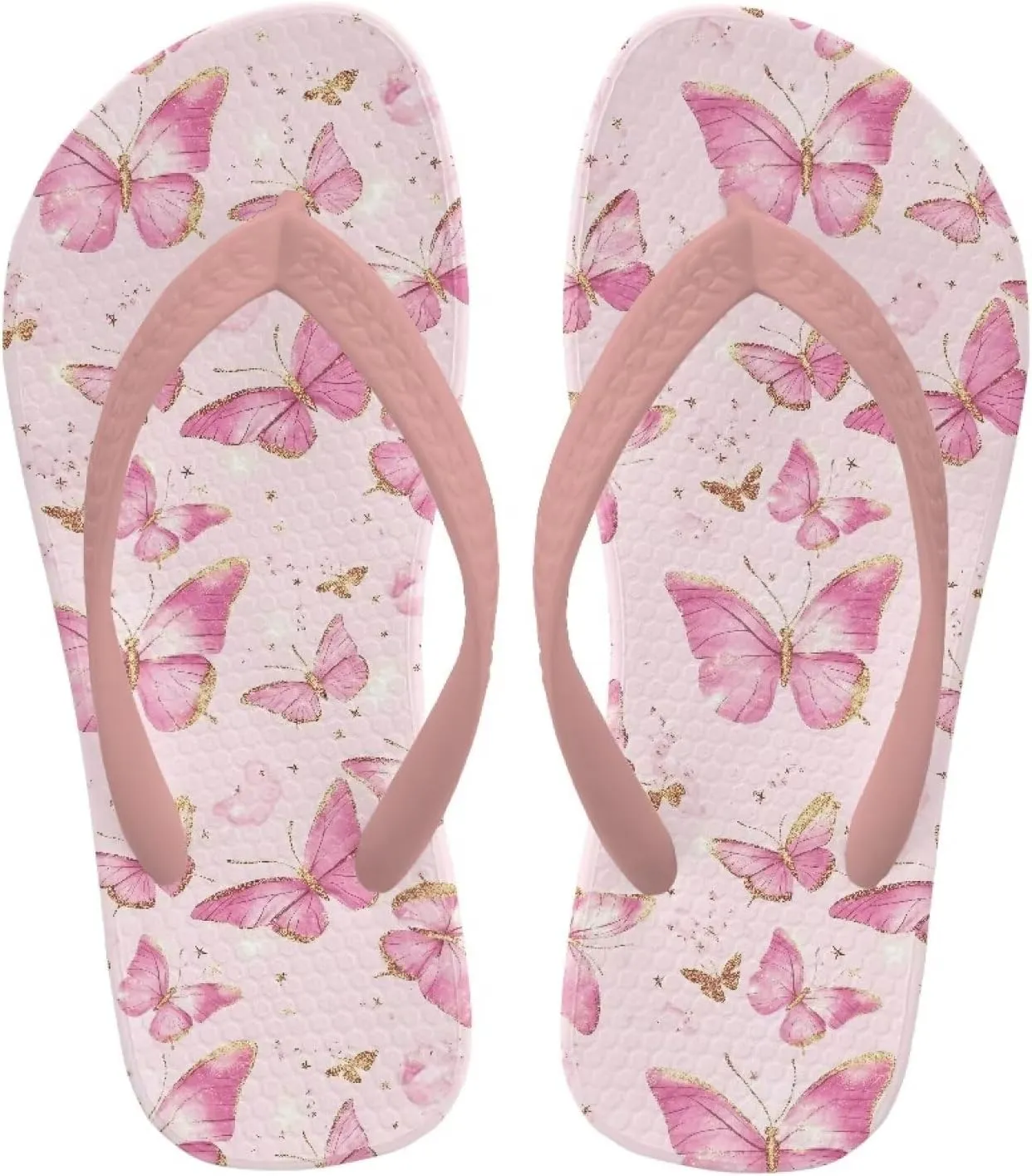 Girl's Flip Flops Kid's Non-Slip Sole Quick Drying Beach Slippers Slide Sandals Pink Straps