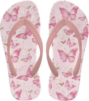 Girl's Flip Flops Kid's Non-Slip Sole Quick Drying Beach Slippers Slide Sandals Pink Straps