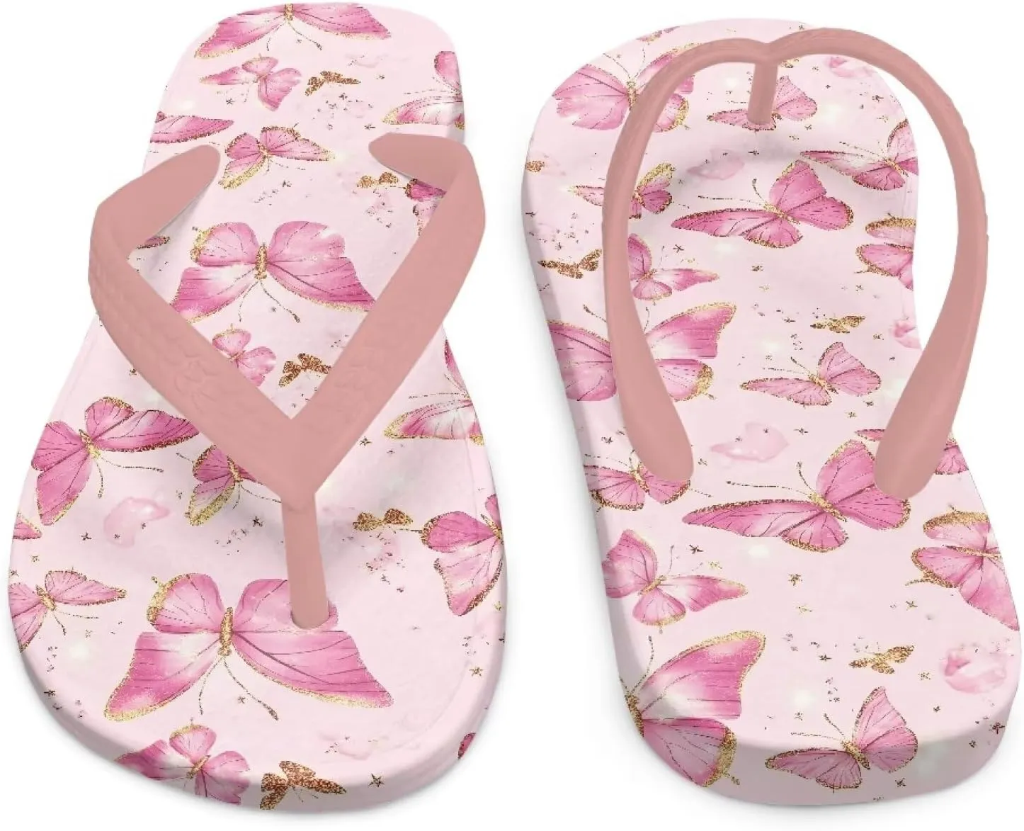 Girl's Flip Flops Kid's Non-Slip Sole Quick Drying Beach Slippers Slide Sandals Pink Straps