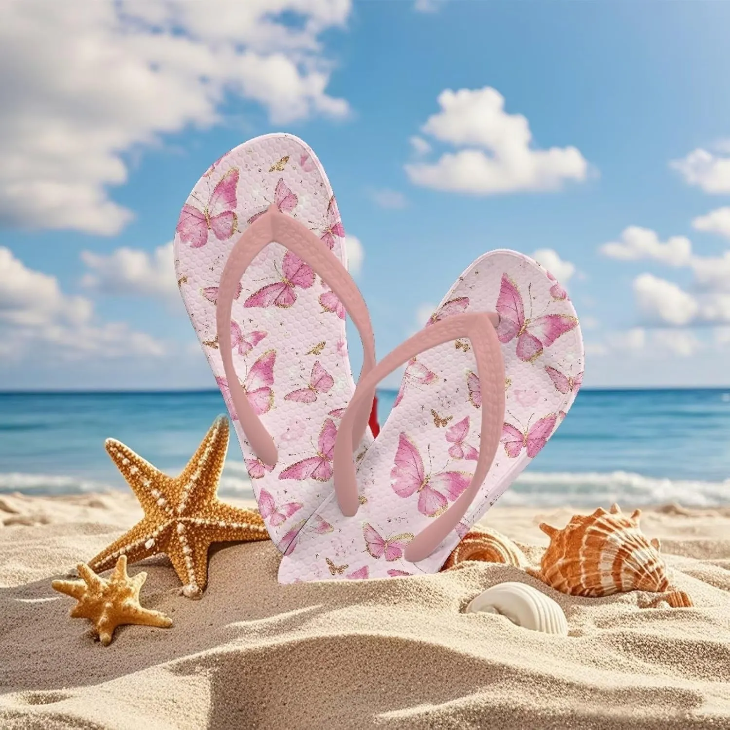 Girl's Flip Flops Kid's Non-Slip Sole Quick Drying Beach Slippers Slide Sandals Pink Straps