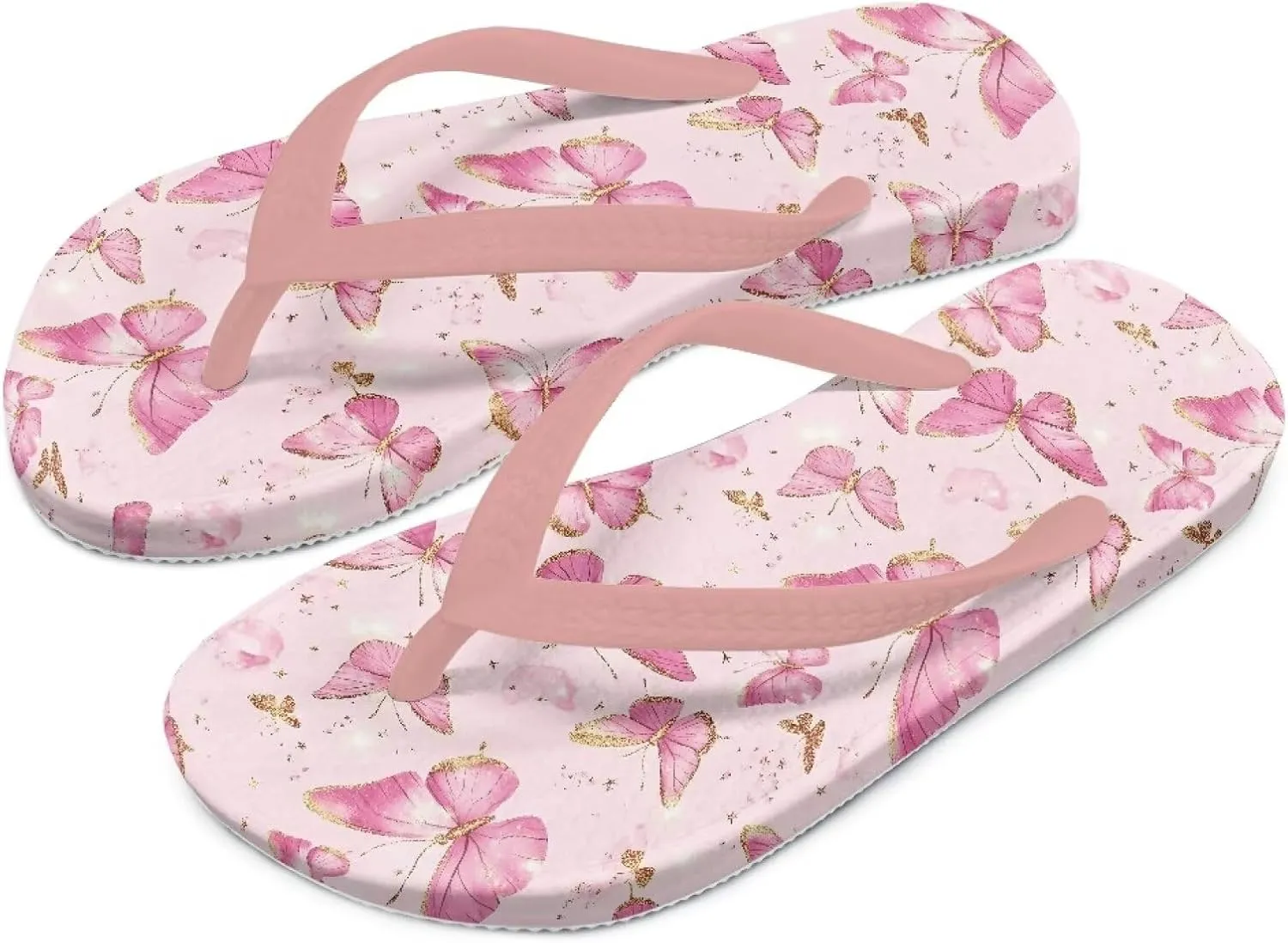 Girl's Flip Flops Kid's Non-Slip Sole Quick Drying Beach Slippers Slide Sandals Pink Straps