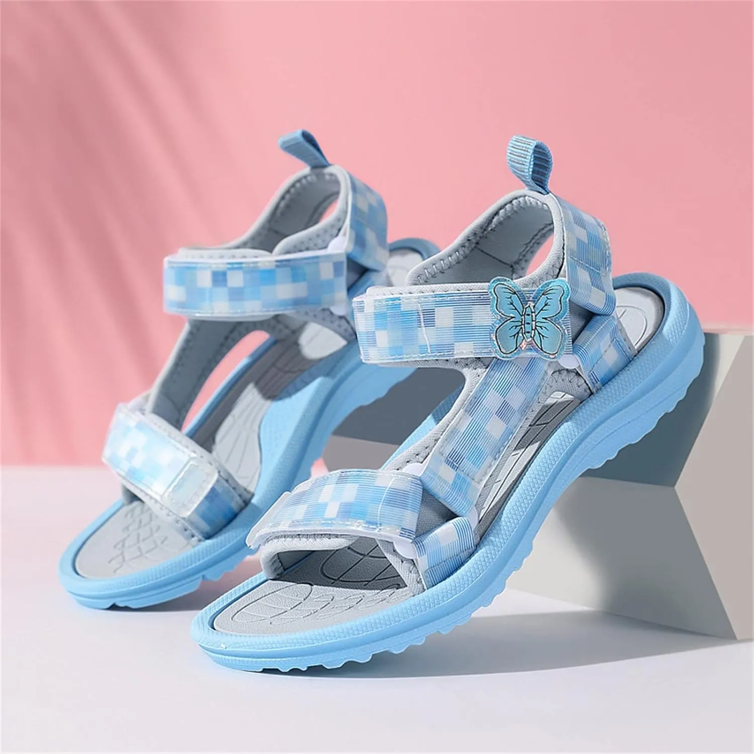 Girl's Hiking Sandals Kids Adjustable Straps Open Toe Lightweight Sport Shoes Toddler Home Slippers for Kids Girls