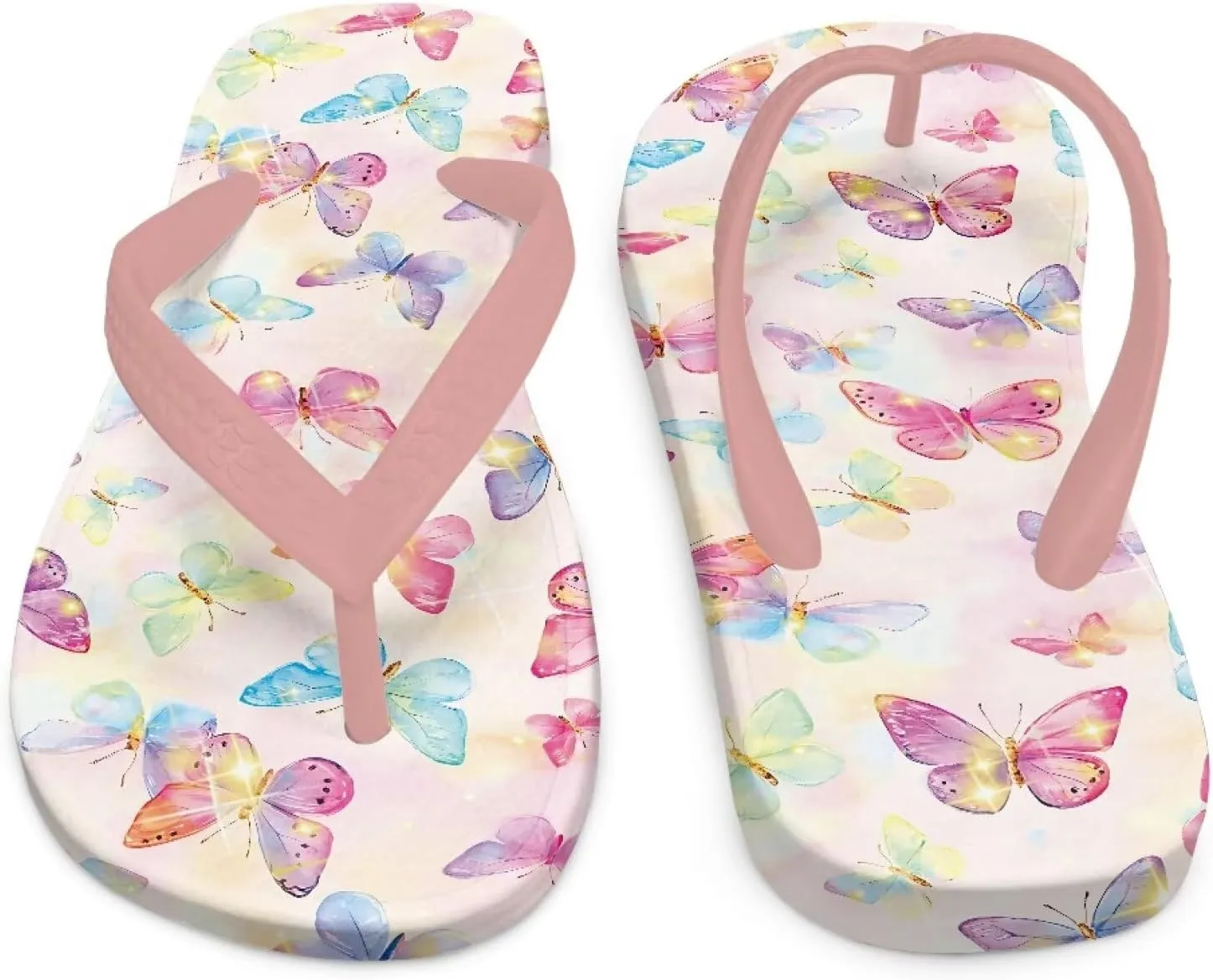 Girls Kids Beach Flip Flops Children's Flip Flops Basic Non-Slip Sole Sandals Pink Straps