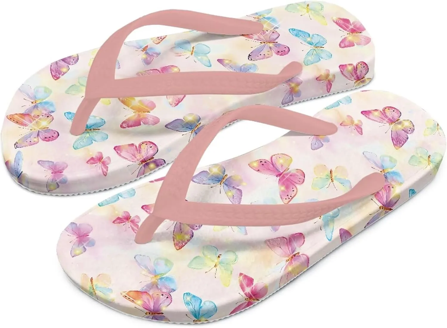 Girls Kids Beach Flip Flops Children's Flip Flops Basic Non-Slip Sole Sandals Pink Straps