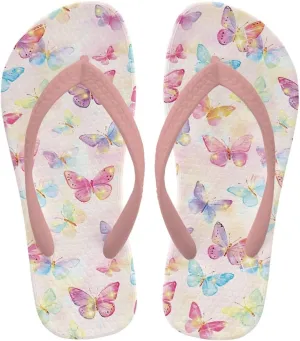 Girls Kids Beach Flip Flops Children's Flip Flops Basic Non-Slip Sole Sandals Pink Straps