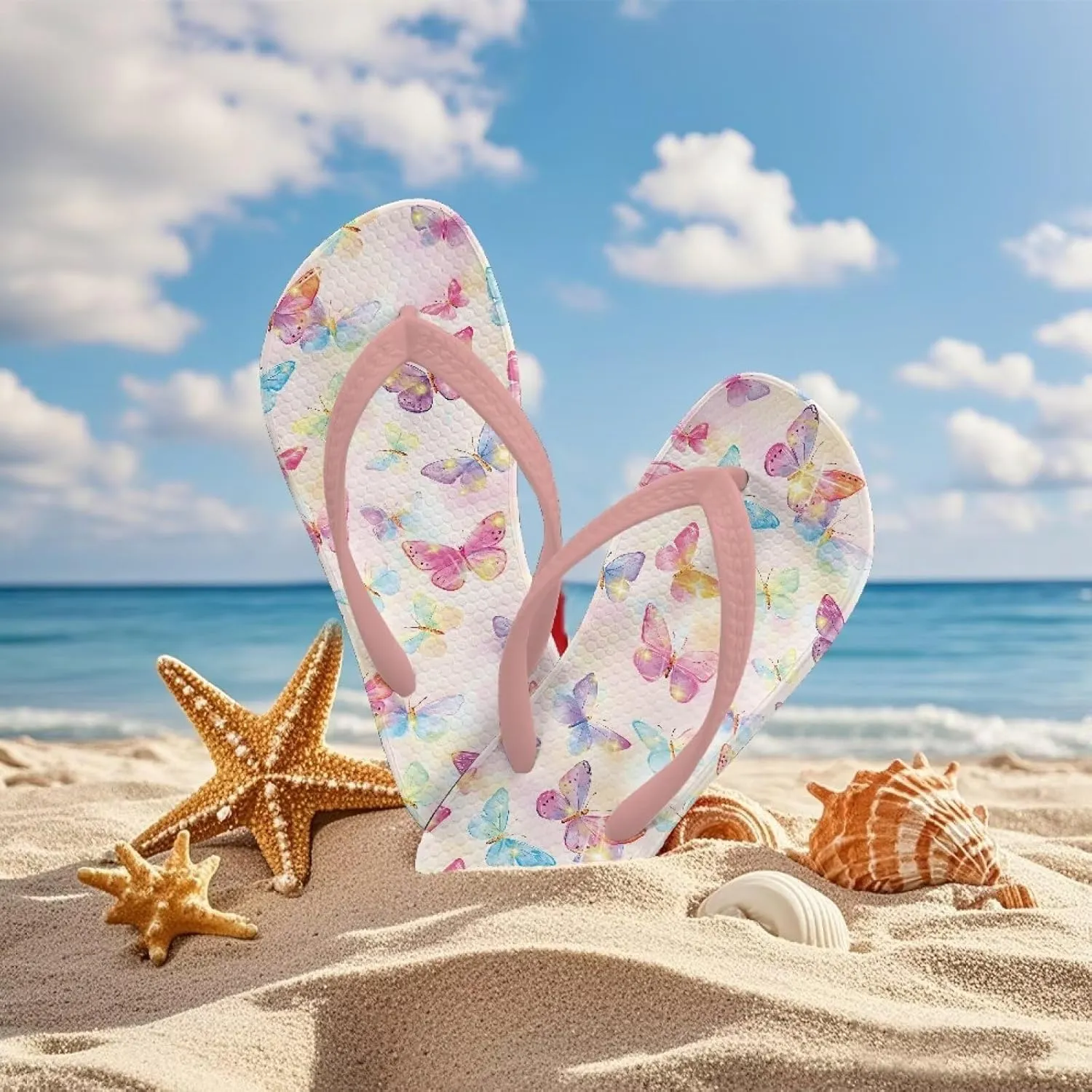 Girls Kids Beach Flip Flops Children's Flip Flops Basic Non-Slip Sole Sandals Pink Straps