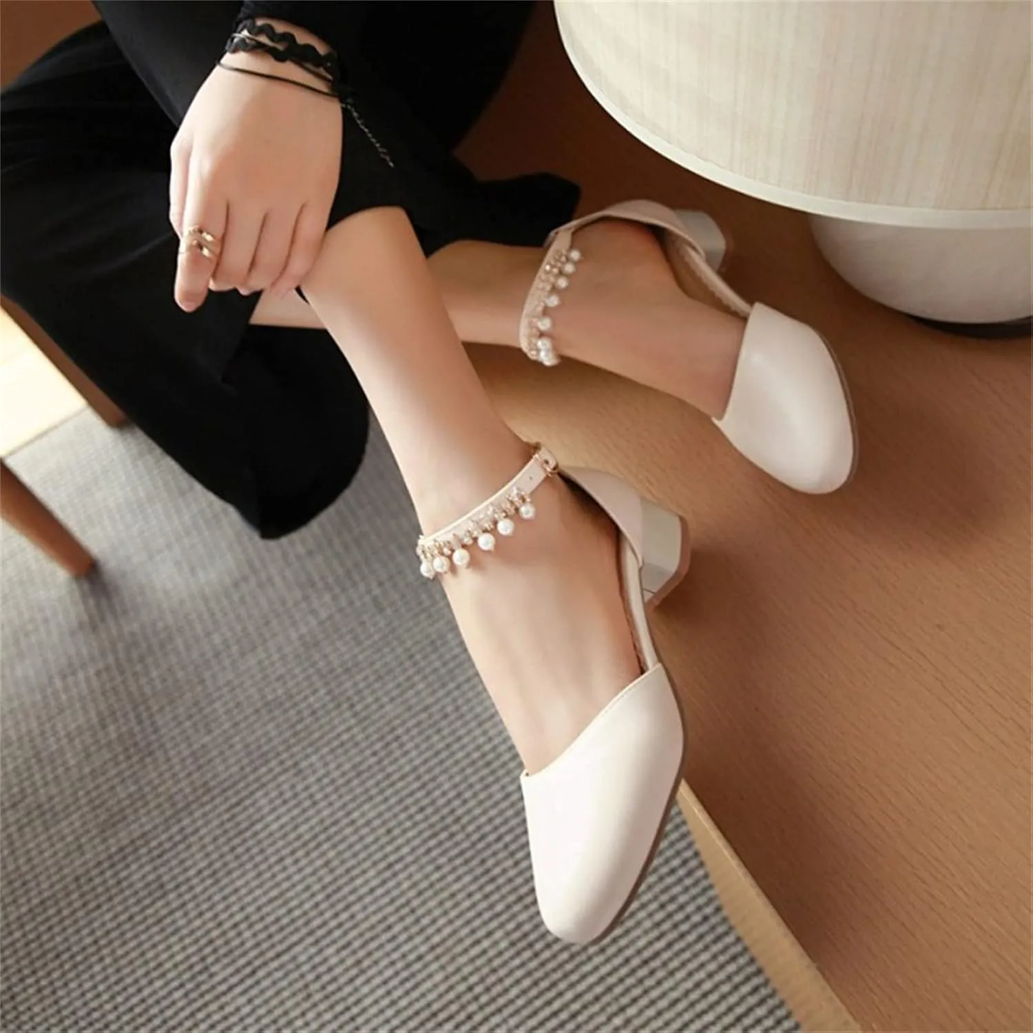Girls Mary Jane Dress Shoes Pumps Low Heels Flower Party High School Prom Sandals Shining Lightweight Princess Soft Summer Sandals