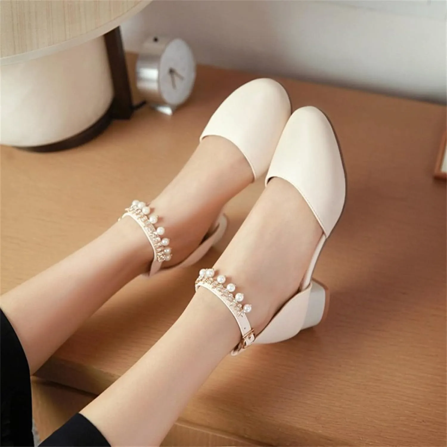 Girls Mary Jane Dress Shoes Pumps Low Heels Flower Party High School Prom Sandals Shining Lightweight Princess Soft Summer Sandals
