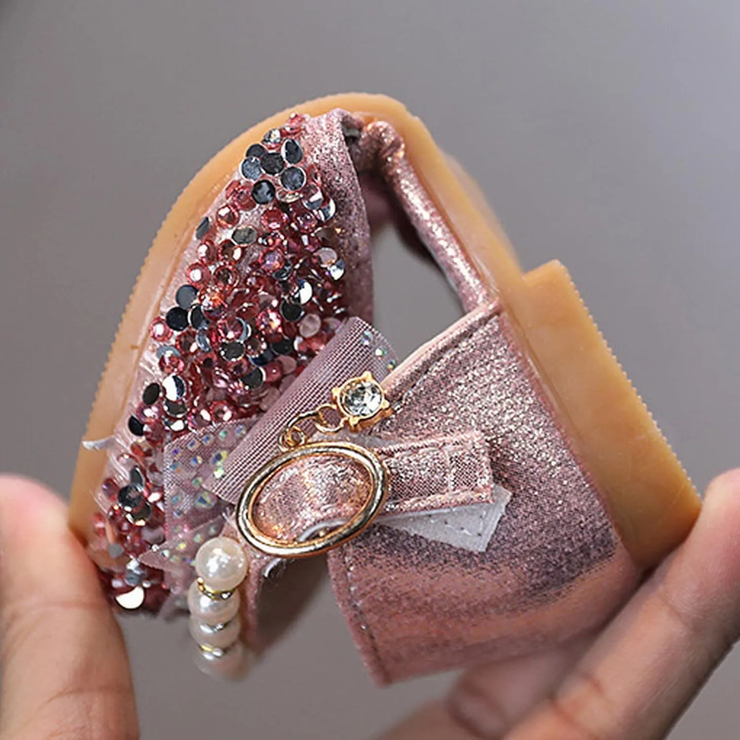 Girls Mary Jane Shoes Sparkle Bow Pearl Sequins Ballet Flats for Flower Girl Wedding Party Princess Shoes Slip On Sandals